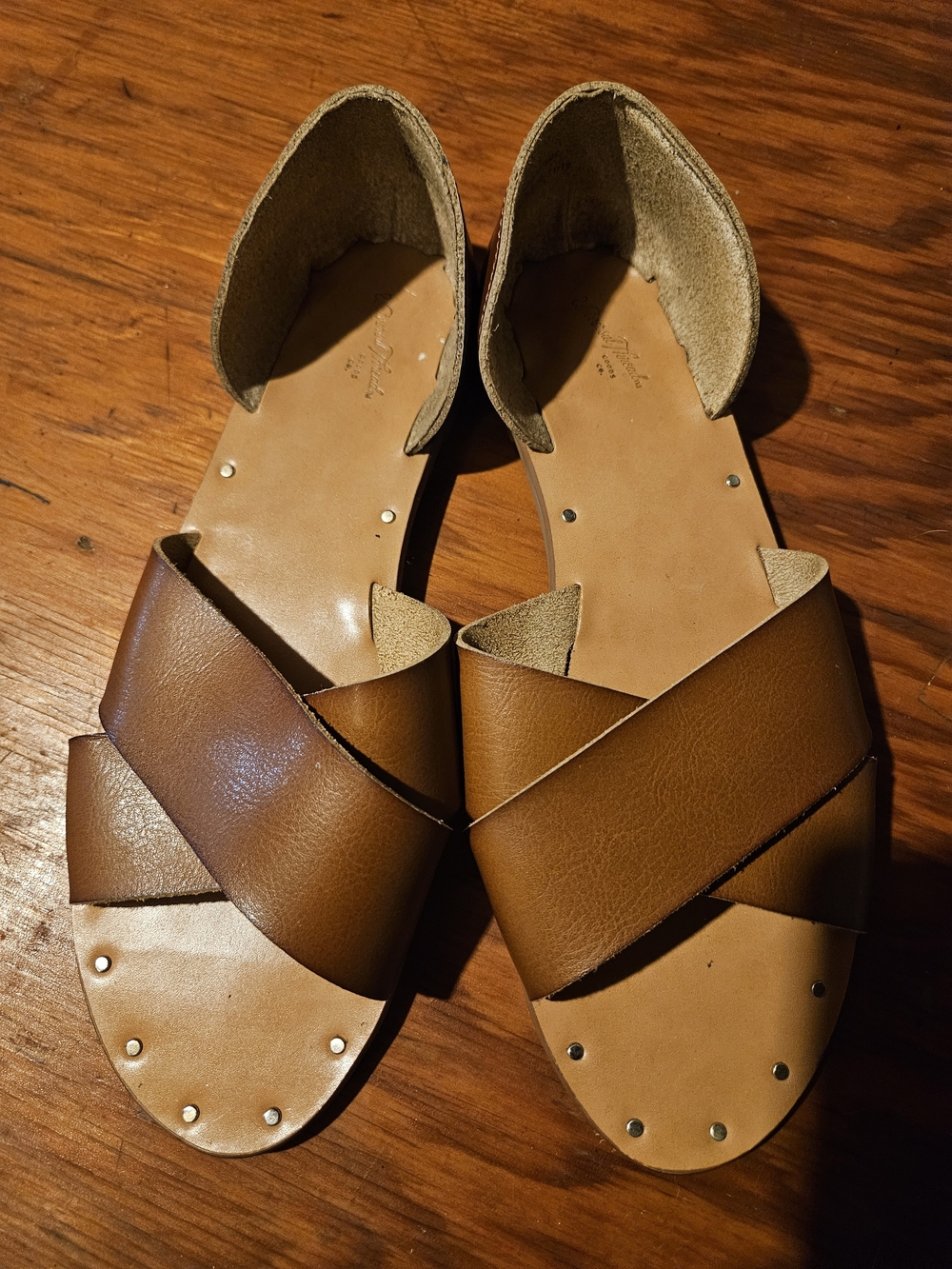 Universal Thread Brown Crisscross Slide Sandals